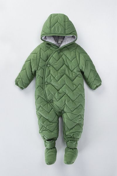 PODIUM GYM TREND Quilted Snap Closure Winter Inner Lining Fur Hooded Cosmonaut-Astronaut Jumpsuit