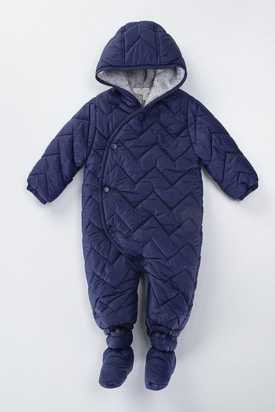 PODIUM GYM TREND Quilted Snap Closure Winter Inner Lining Fur Hooded Cosmonaut-Astronaut Jumpsuit