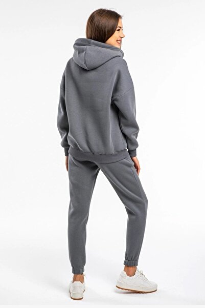 CLAYES Απλό Basic Σετ Φούτερ Jogger - Smoked Oversize Raised Hooded