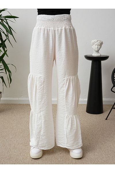 Por La Cara White Gipe Elastic Loose Trousers - Por La Cara