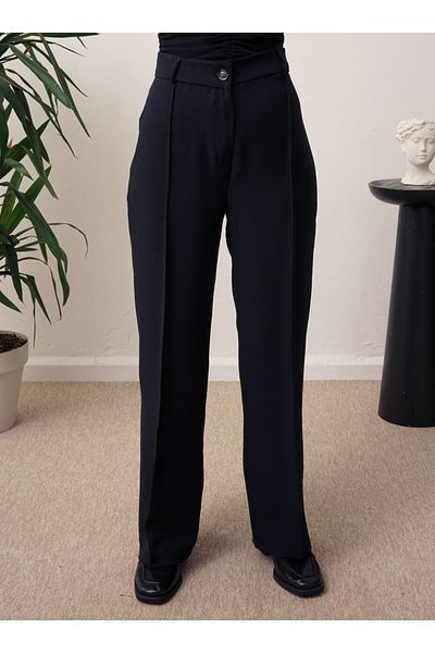 Por La Cara Navy Blue Grassy Classic Trousers - Por La Cara