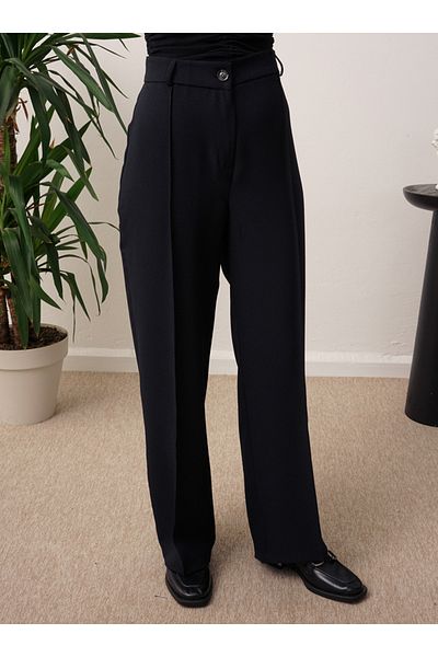 Por La Cara Navy Blue Grassy Classic Trousers - Por La Cara