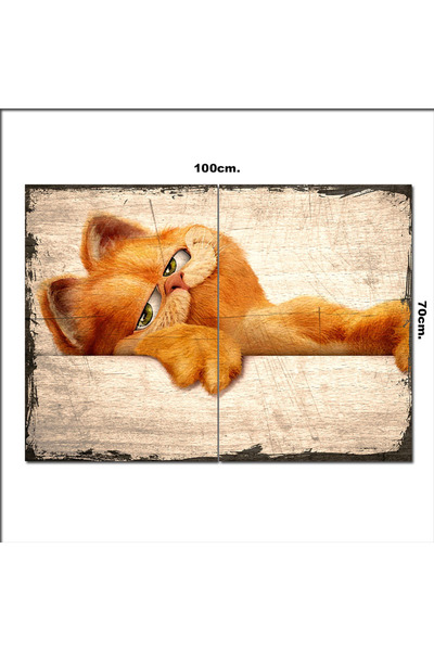 Bedeko Ahşap Tablo Uykulu Garfield Desenli 70*100cm