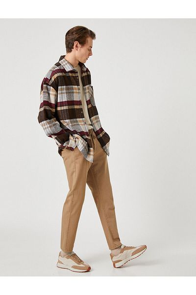 Koton Basic Woven Trousers with Lace Waist and Pocket Detail