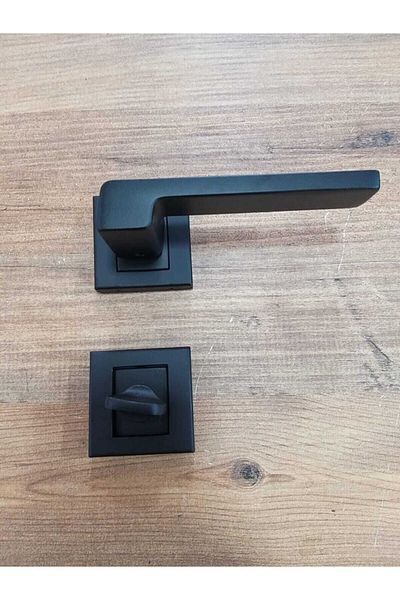 Sofuoğlu Luxury Barbaros Square Rosette Matte Black Bathroom WC Door Handle Aluminum / Steel