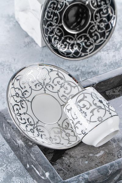 ACAR Grace Silver 6-Person Coffee Cup Set - 90 ml
