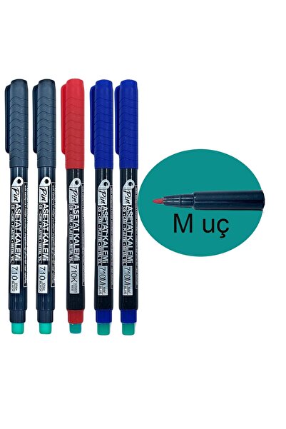Pin 710M Asetat Kalemi M Uç 2 Siyah 2 Mavi 1 Kırmızı 5 Li Set