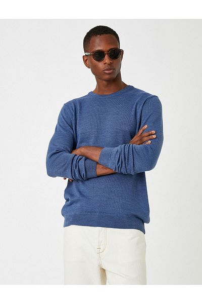 Koton Men's Navy Blue Basic Sweater 3WAM70017HT