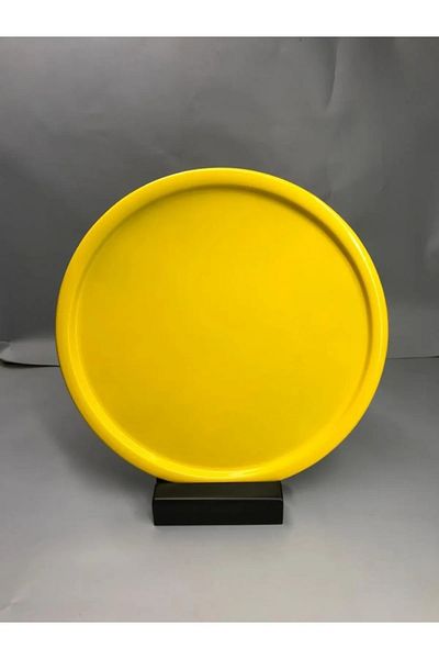 NEWTREND Züccaciye 30 Cm Matte Yellow Metal Round Tea, coffee, cake Serving Tray Decorative Presentation Tray
