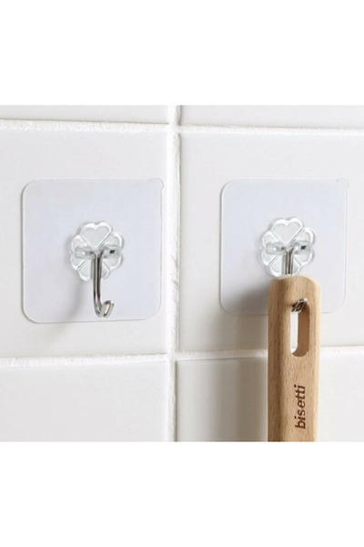 NİVENE 10 Adet Şeffaf Güçlü Duvar Askısı Askılığı Yapışkan Vantuz Kanca Mutfa...