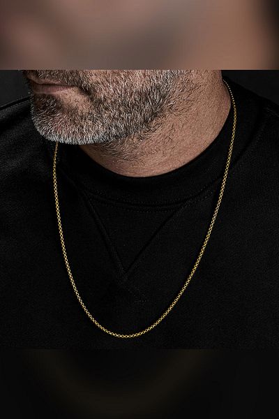 The Collection Tarnishproof Gold Thin Knitted Model Steel Thin Men's Necklace Chain