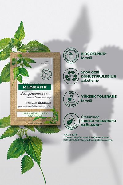 Klorane Nettle - 2x1 in 1, 8x3 Gr Mask, Shampoo