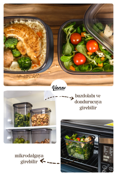 Vienev Set of 12 Peggy Rectangular Storage Containers 6x( 1900ml, 800ml ) with Label