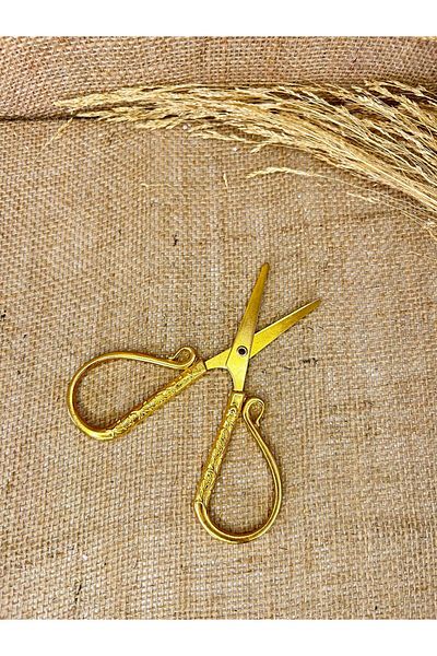 TutkuSetUp Promise/Engagement Scissors, Curved Gold Embroidered Scissors