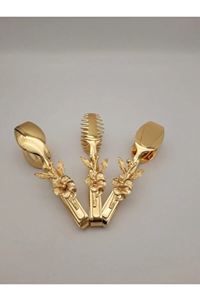 NEWTREND Züccaciye Japon Güllü Gold Şık Servis Sunum Takımı 3'lü Maşa Seti Pa...