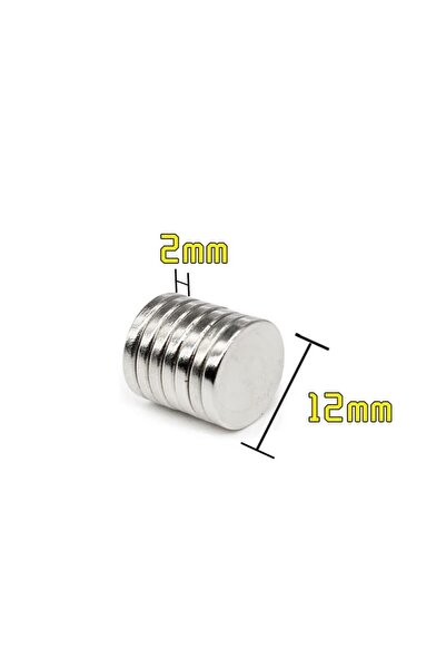 Hdg 5 Adet Neodyum Mıknatıs Magnet Çap: 1,2 cm Kalınlık : 2 mm - Yuvarlak neodyum Mıknatıs