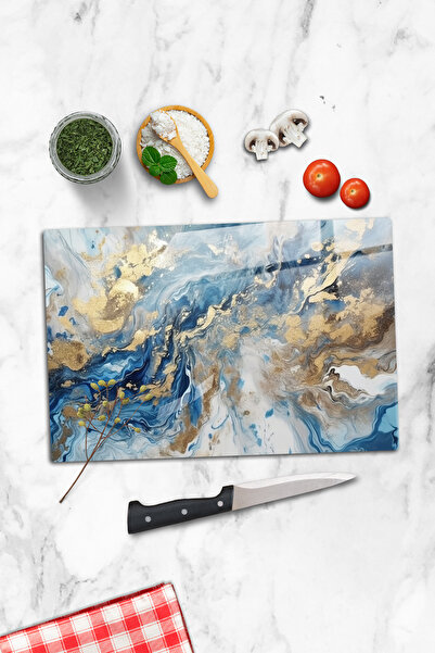 ALİN DİZAYN Cam Kesme Tablası - Cam Kesme Tahtası | Mistik Mermer | 30cm X 40cm