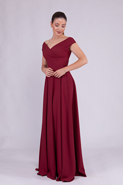 NO48 Rochie de seară evazată din țesătură țesătură fluidă, lungime maxi, deco...