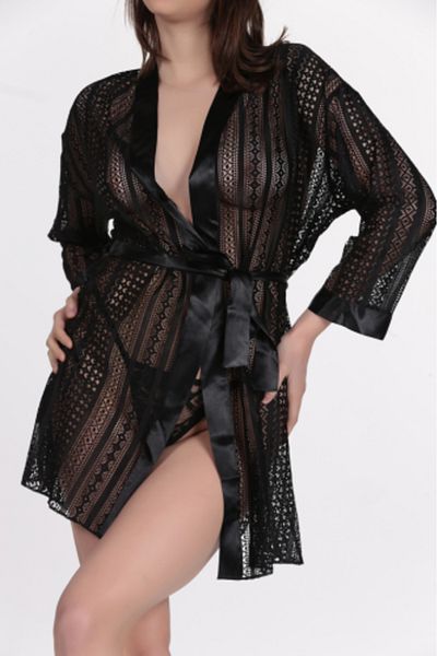 CULOTTE Cămașă de noapte sexy din dantelă neagră de damă