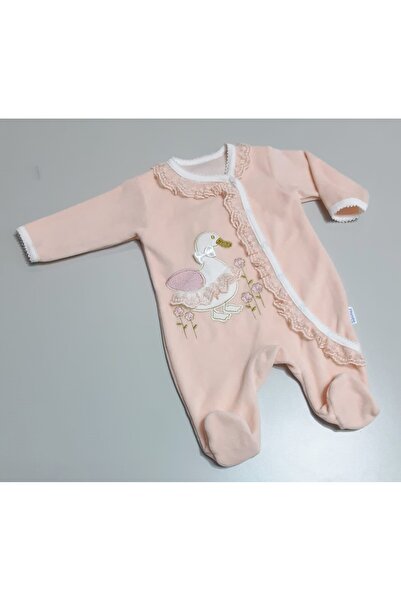 Sönmez Baby ÖRDEK NAKIŞLI FİSTOLU KADİFE KIŞLIK TULUM KIZ BEBE TAKIMI