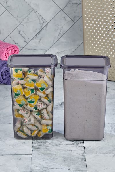 Bayev King-Size-Aufbewahrungsbox, 2 Stück, 2 l, für Pulvertabletten, Reinigungsmittel, Lebensmittelaufbewahrungsbehälter, Badezimmer-Organizer