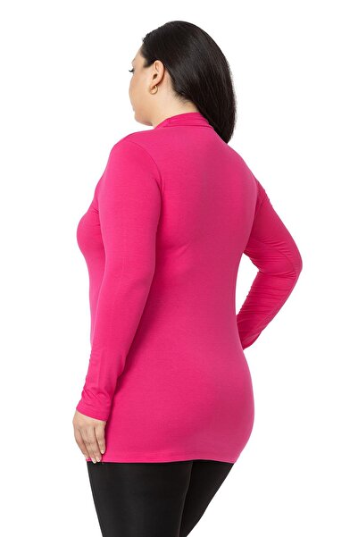 DISENTIS MODEST Large Size Half Fisherman Long Sleeve Viscose Fuchsia Body