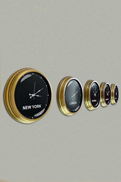 Platin Saat 40 سم معدن أسود قرص 5 قطع مجموعة فندق التوقيت العالمي