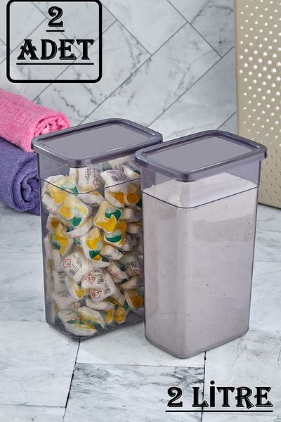 Bayev King-Size-Aufbewahrungsbox, 2 Stück, 2 l, für Pulvertabletten, Reinigungsmittel, Lebensmittelaufbewahrungsbehälter, Badezimmer-Organizer