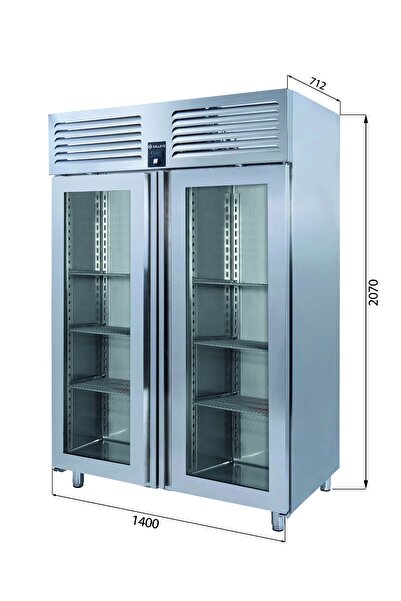Galleyz Dik Tip Buzdolabı - 2 Cam Kapılı - 140x77xx210 Cm