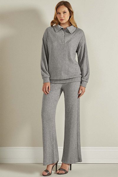 Guitar Long Sleeve Gray Knitted Sweater