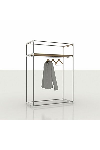 Burak Çelik Borulu Plastik Raflı Lacivert Bez Dolap Gardırop