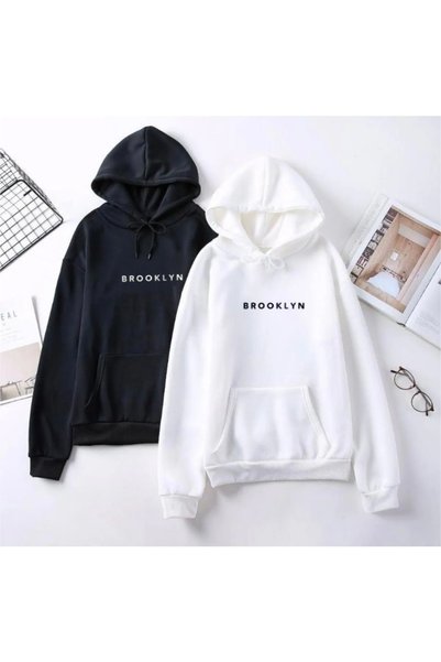 MYDARKSTYLE Oversize Brooklyn Printed Hooded Sweatshirt, Pack of 2