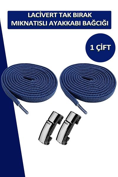 Dopar Elastic Navy Blue Smart Locking Laces Magnetized Metal Plug and Drop Sneakers 100 Cm