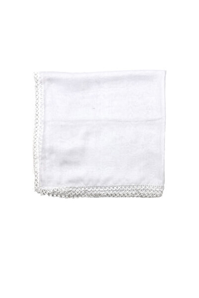 nazipek Bumbac Alb Scris 100x100cm Eșarfă Brodat Cu Borduri Brodate