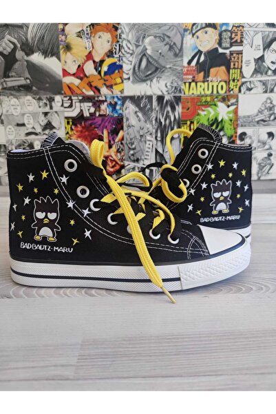 MECH BUTİK Bad Badtz Maru Baskılı Siyah Bilekli Unisex Spor Ayakkabı Sneaker