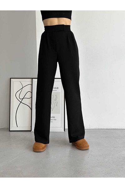 Sands Tekstil Velcro Closure Pleated Palazzo Trousers