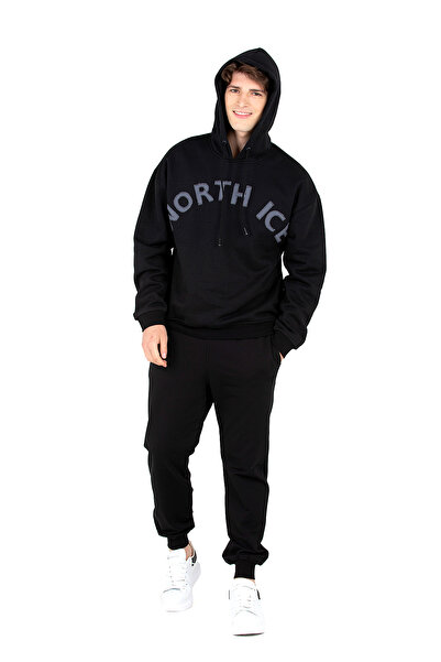 NORTH ICE Φούτερ με κουκούλα μαύρο