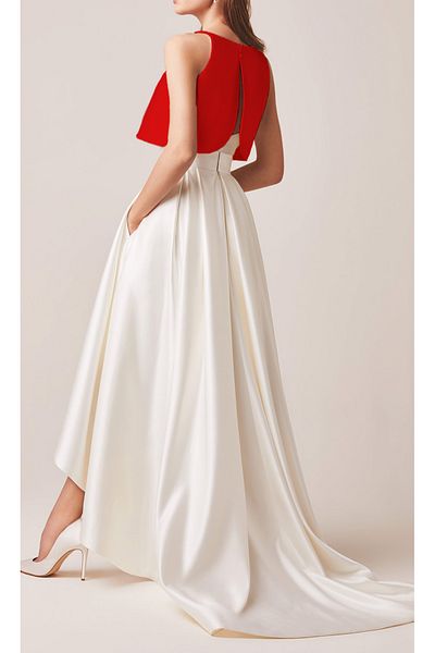 NSM Women's Satin Evening Dress Open Back Oval Cut Bustier