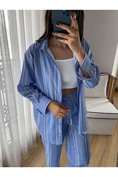 Myrum butik Çizgili Premium Oversize Gömlek