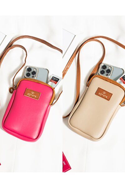 ESTUTE Unisex 2 Li Paket Telefon Luk Ayarlanabilir Çapraz Çanta