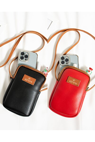 ESTUTE Unisex 2 Li Paket Telefon Luk Ayarlanabilir Çapraz Çanta