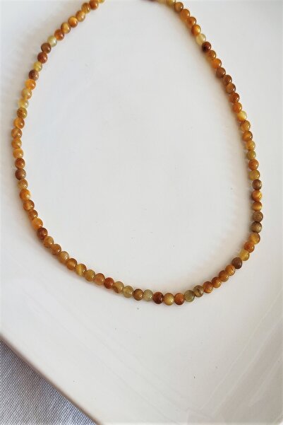 badeaccessories 3,5 Mm Sarı Kaplangözü Doğal Taş Kolye