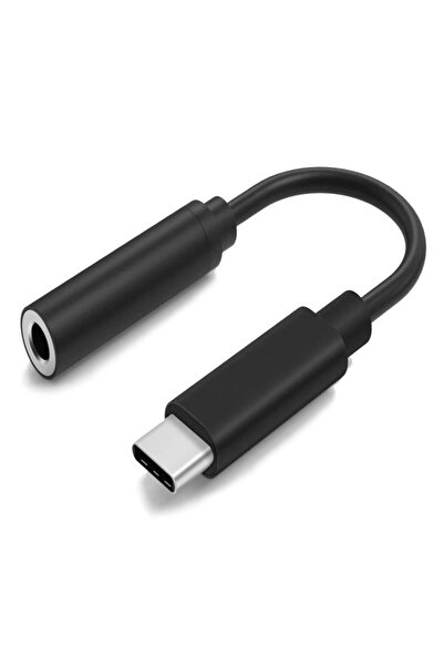 ULTRATEKNO Type-C To Aux 3.5mm Kulaklık Çevirici Dönüştürücü Adaptör Usb-C Adaptör 1.kalite Siyah