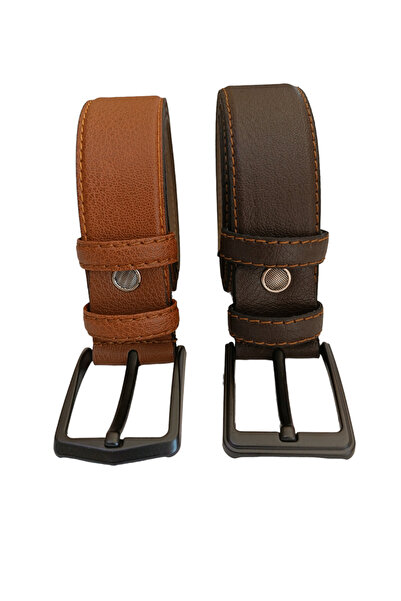 2 Pcs Classic Men's Stitched Belt Fabric and Men's Belt for Canvas Pants
