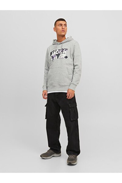 Jack & Jones Ανδρικό γκρι φούτερ Jack Jones Dust Sweat Hood Sn 12240214 -05