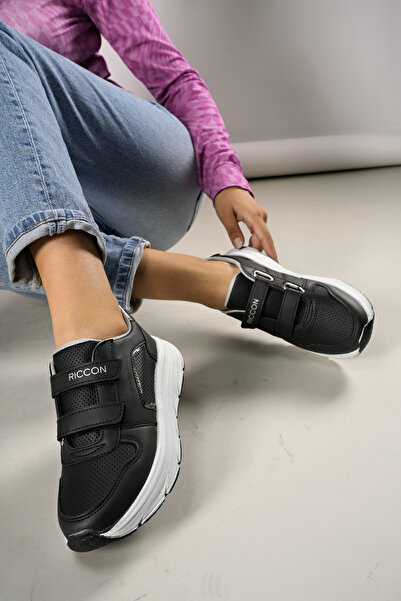 Riccon Women's Sneakers0012133 Black and White