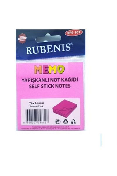 Rubenis Adhesive Note Paper 76X76 Mm Transparent Pink 50 Sheets Rps-152 (24 Cob)