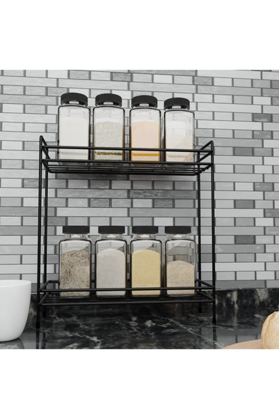 zabata Bathroom Kitchen Organizer Organizer Shelf Cosmetic Jewelry Stand Spice Rack Inside Cupboard, Table 2 Tiers