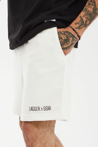 Lagger and Gear Unisex Embroidered White Shorts