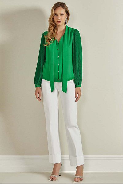 Guitar Wide Leg White Woven Trousers